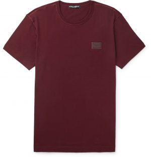 Dolce & Gabbana - Slim-Fit Logo-Appliquéd Cotton-Jersey T-Shirt - Men - Burgundy Dolce & Gabbana - Slim-Fit Logo-Appliquéd Cotton-Jersey T-Shirt - Men - Burgundy