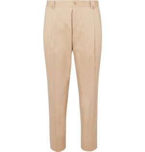 Dolce & Gabbana - Tapered Pleated Cotton-Blend Twill Chinos - Men - Neutrals Dolce & Gabbana - Tapered Pleated Cotton-Blend Twill Chinos - Men - Neutrals