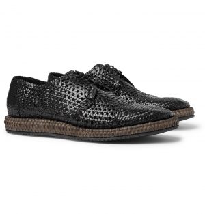 Dolce & Gabbana - Woven Leather and Straw Derby Shoes - Men - Black Dolce & Gabbana - Woven Leather and Straw Derby Shoes - Men - Black