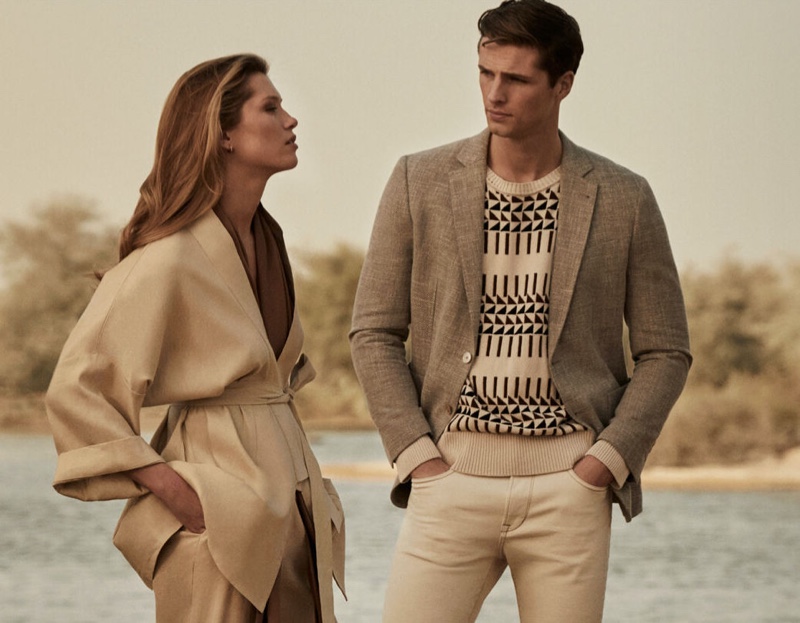 Models Hana Jirickova and Edward Wilding don safari-inspired style from Pedro del Hierro.