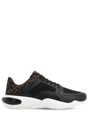 Fancy Fendi Logo Leather & Mesh Sneakers Fancy Fendi Logo Leather & Mesh Sneakers