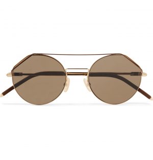 Fendi - Aviator-Style Gold-Tone and Matte-Acetate Sunglasses - Men - Brown Fendi - Aviator-Style Gold-Tone and Matte-Acetate Sunglasses - Men - Brown