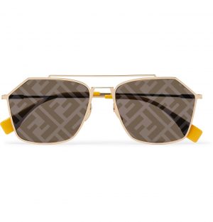 Fendi - Aviator-Style Logo-Print Gold-Tone and Acetate Sunglasses - Men - Gold Fendi - Aviator-Style Logo-Print Gold-Tone and Acetate Sunglasses - Men - Gold