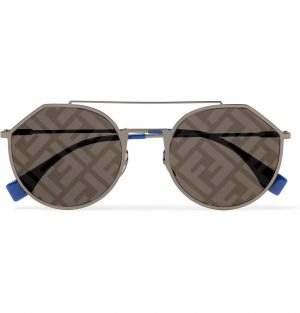 Fendi - Aviator-Style Logo-Print Silver-Tone and Acetate Sunglasses - Men - Silver Fendi - Aviator-Style Logo-Print Silver-Tone and Acetate Sunglasses - Men - Silver