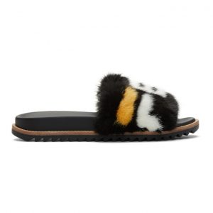 Fendi Black Fendi Mania Fur Slides Fendi Black Fendi Mania Fur Slides