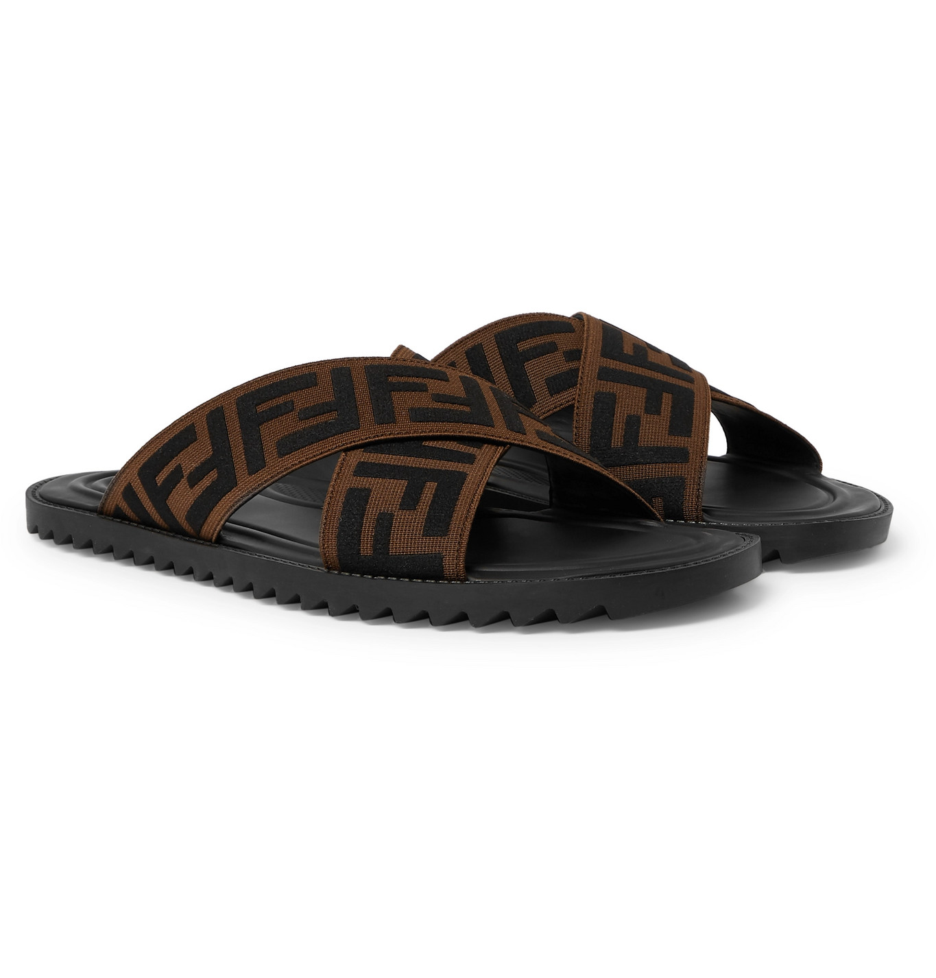 fendi logo slip on sandals