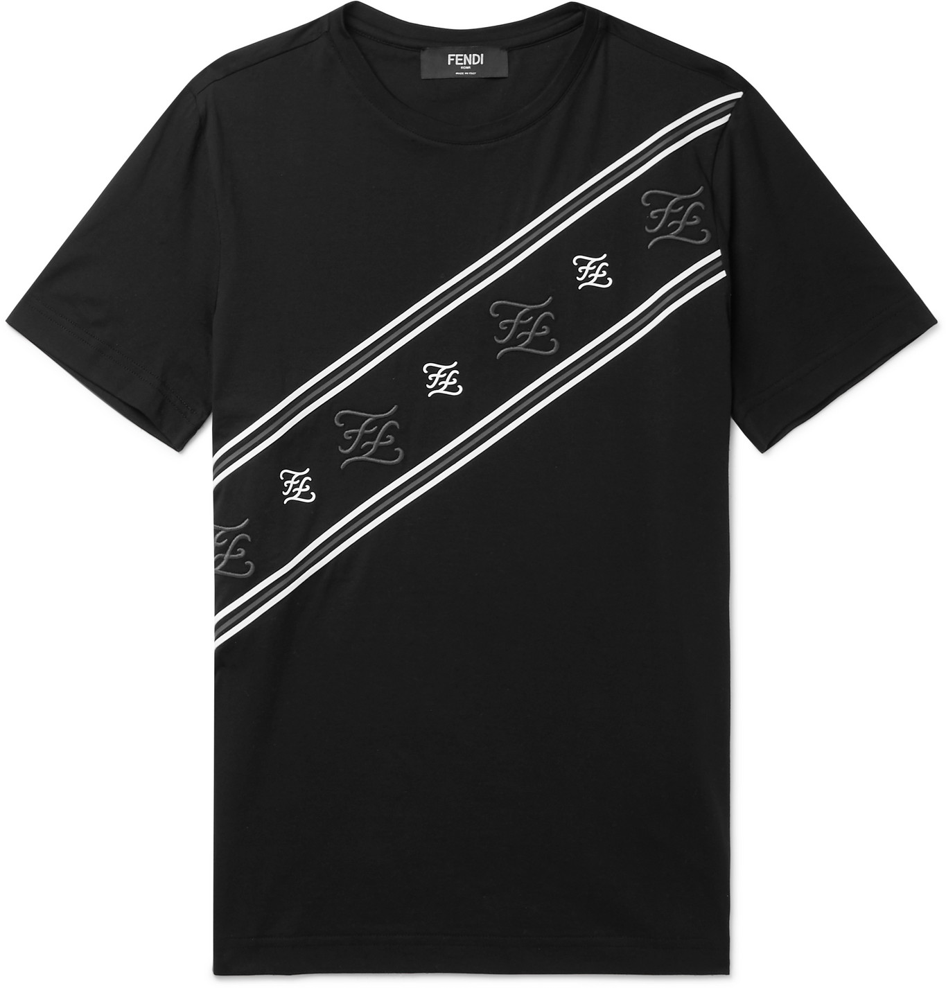 Fendi - Logo-Embroidered Cotton-Jersey T-Shirt - Men - Black | The ...