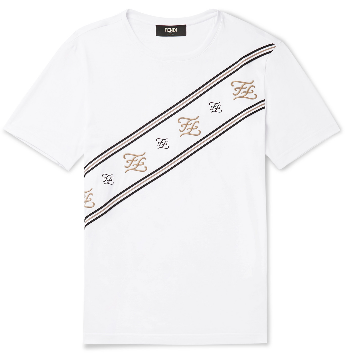Fendi - Logo-Embroidered Cotton-Jersey T-Shirt - Men - White | The ...
