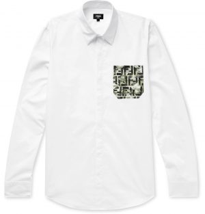 Fendi - Slim-Fit Logo-Print Cotton-Poplin Shirt - Men - White Fendi - Slim-Fit Logo-Print Cotton-Poplin Shirt - Men - White