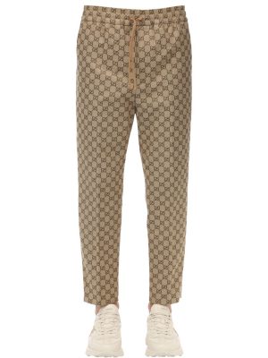 Gg Cotton Blend Canvas Jogging Pants Gg Cotton Blend Canvas Jogging Pants