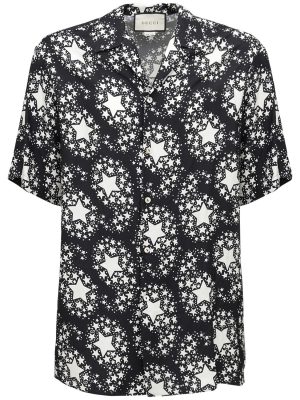 Gg Stars Print Silk Twill Bowling Shirt Gg Stars Print Silk Twill Bowling Shirt
