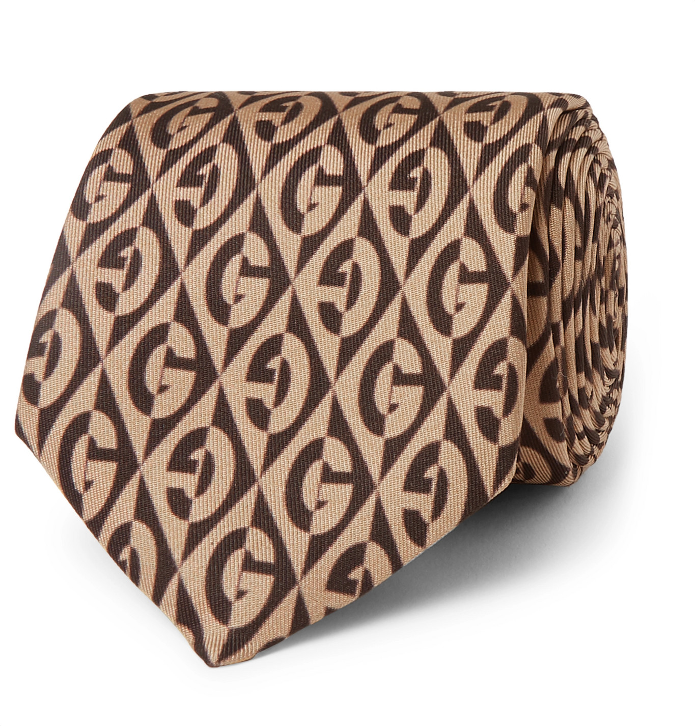 Gucci 7cm Printed SilkTwill Tie Men Brown The Fashionisto