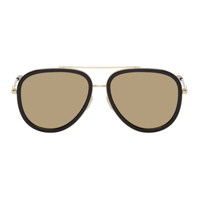gucci black gold sunglasses