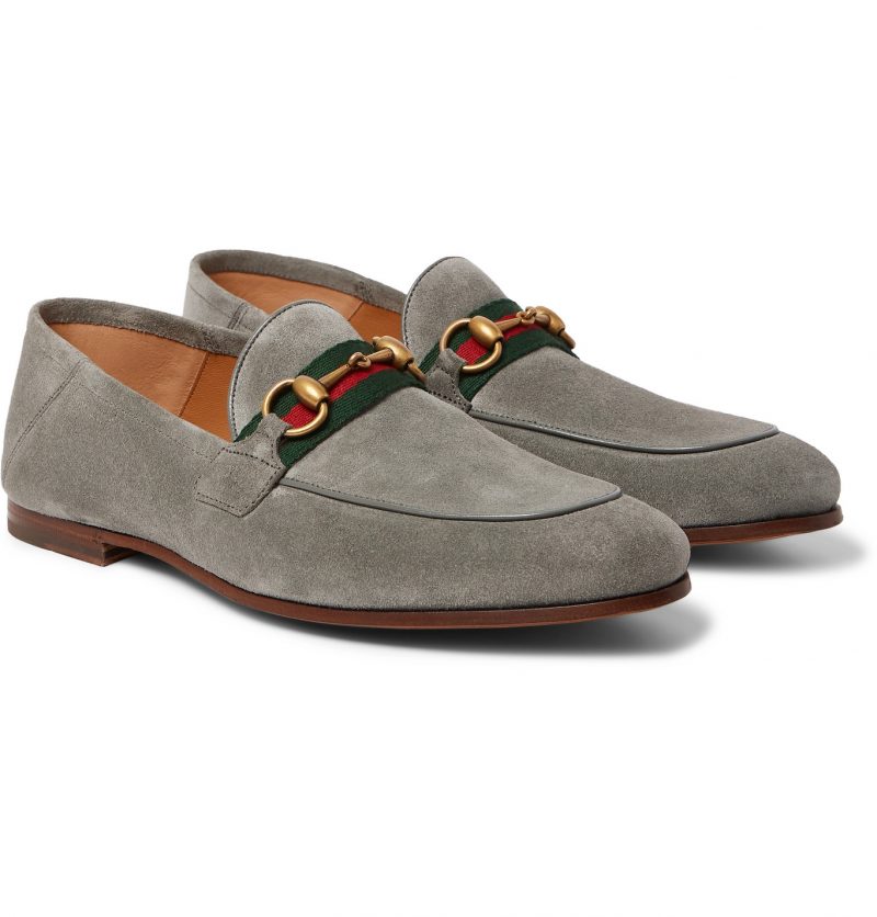 gucci suede brixton web loafers