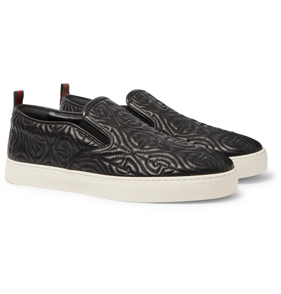 gucci black leather slip on