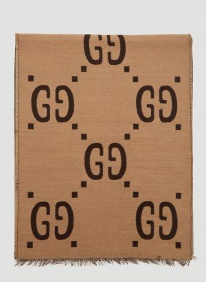 Gucci GG Logo Jacquard Scarf in Brown size One Size Gucci GG Logo Jacquard Scarf in Brown size One Size