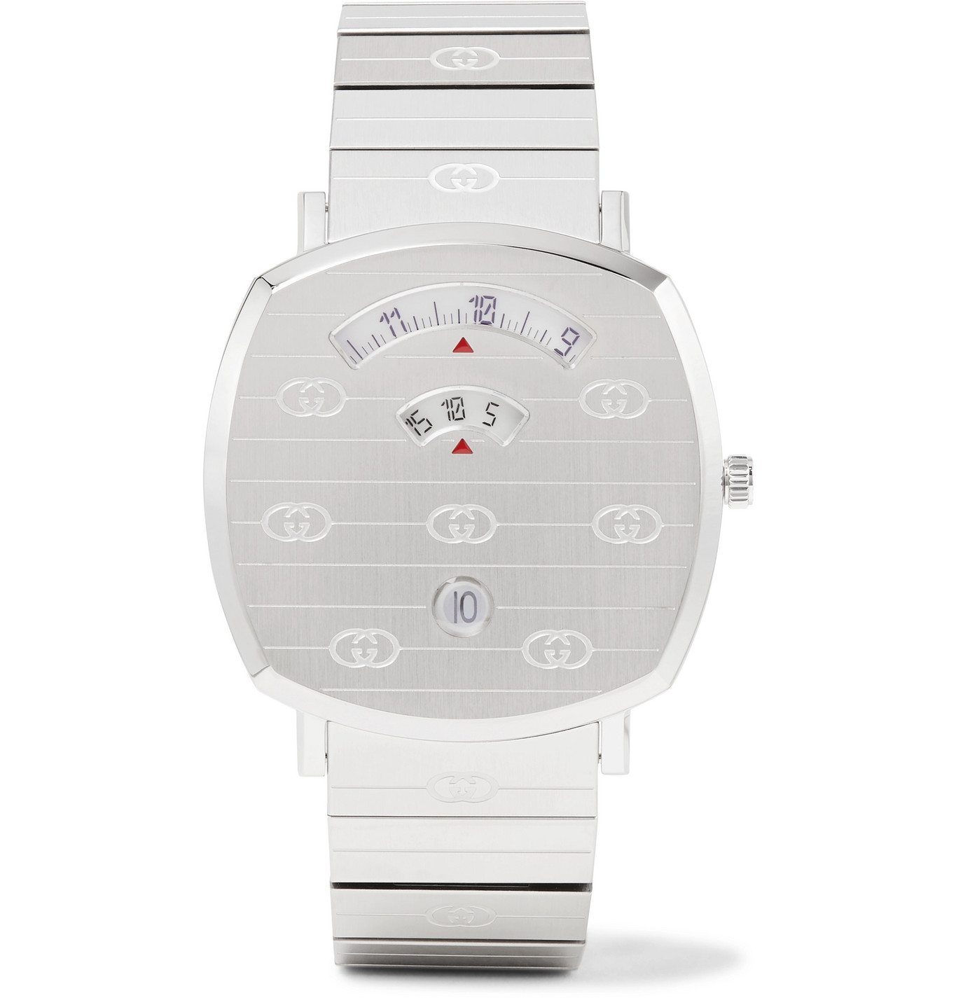 Gucci - Grip 38mm Logo-Engraved Stainless Steel Watch - Men - Silver ...