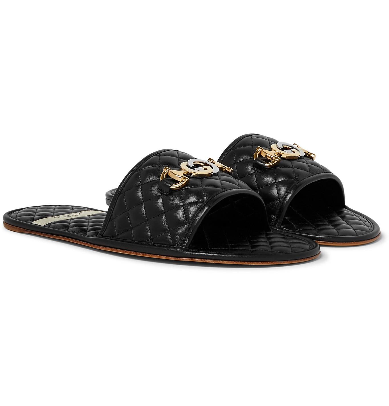 black leather slides mens