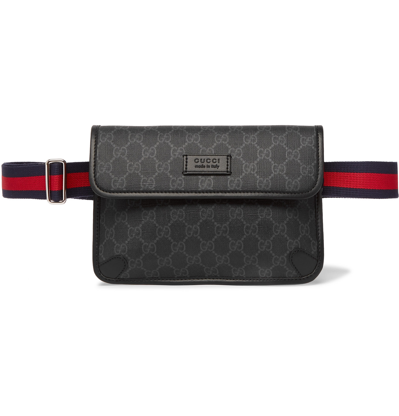 Gucci - Leather-Trimmed Monogrammed Coated-Canvas Belt Bag - Men - Black | The Fashionisto