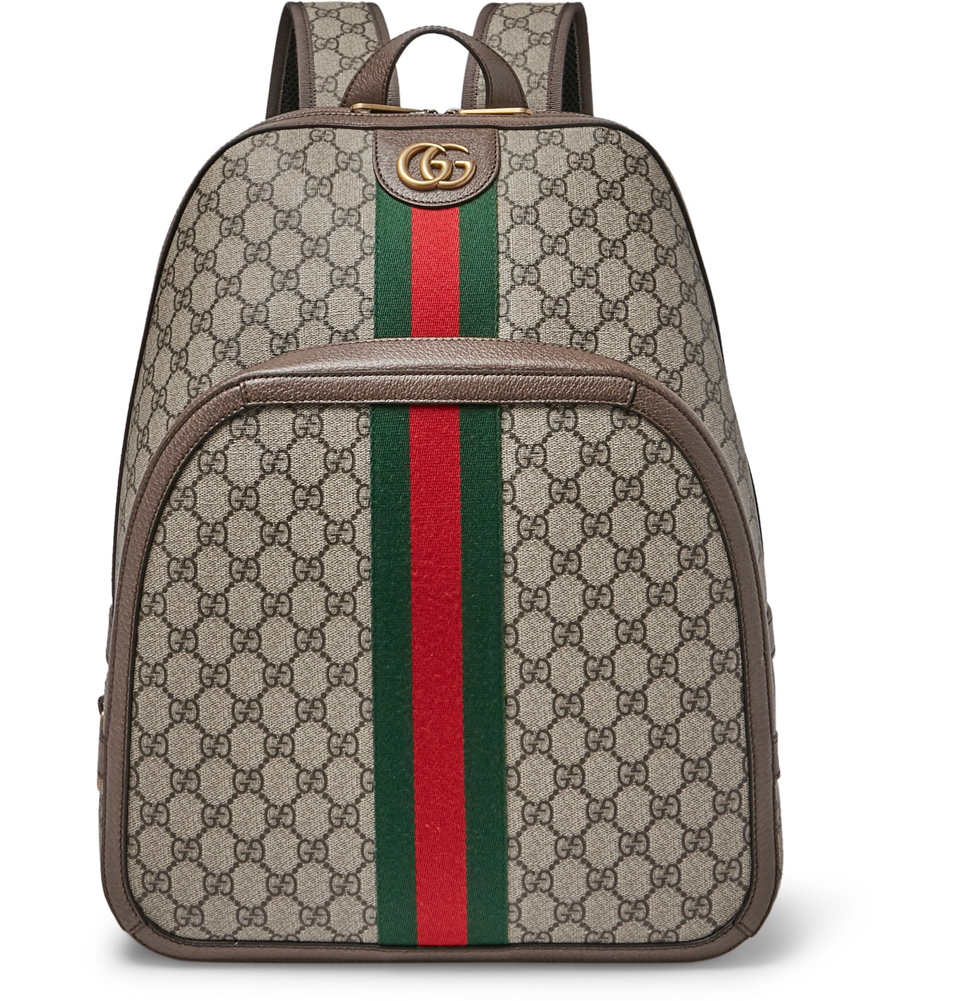 Gucci - Leather and Webbing-Trimmed Monogrammed Coated-Canvas Backpack - Men - Neutrals | The ...