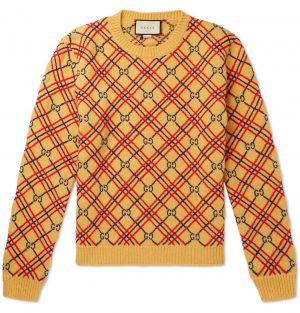 Gucci - Logo-Embroidered Wool Sweater - Men - Yellow Gucci - Logo-Embroidered Wool Sweater - Men - Yellow