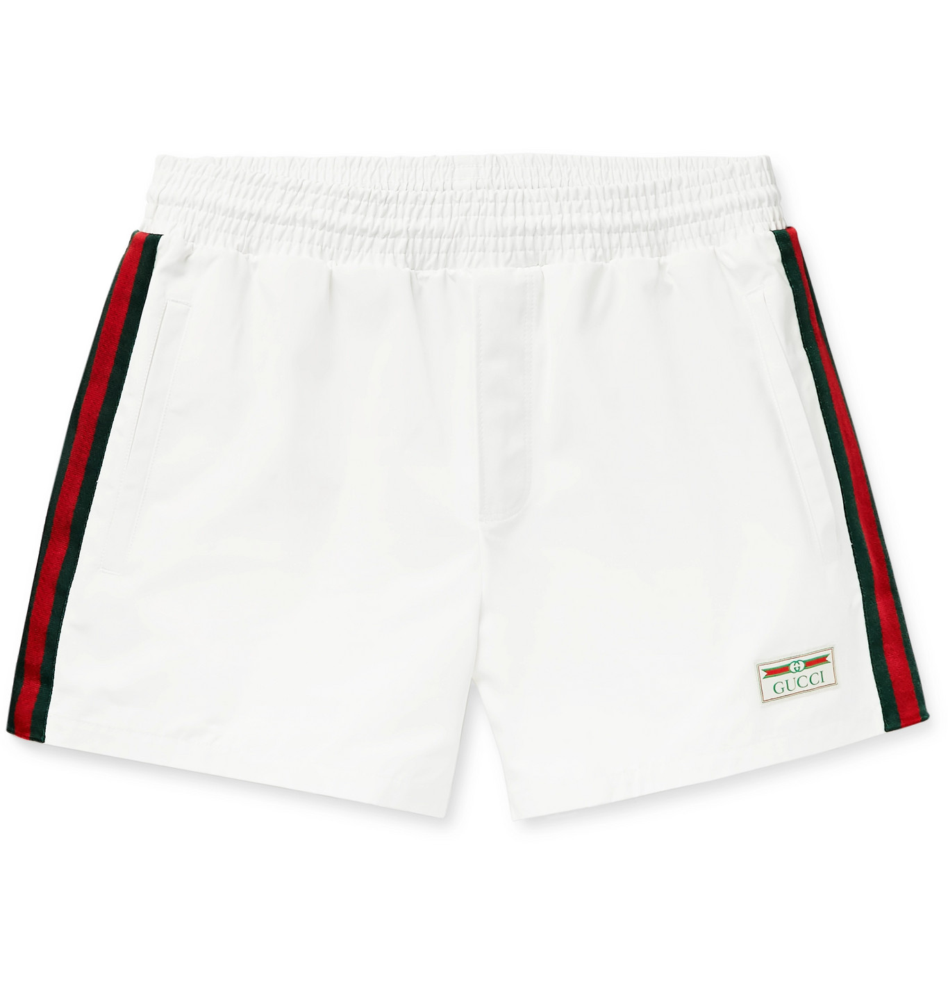 Gucci - Mid-Length Webbing-Trimmed Swim Shorts - Men - White | The ...