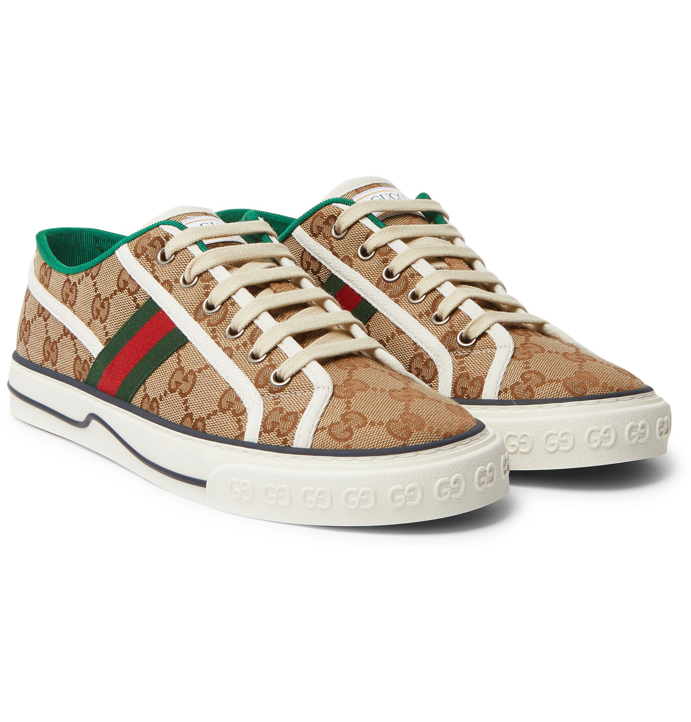 Gucci - Mignon Webbing-Trimmed Jacquard Sneakers - Men - Brown | The ...