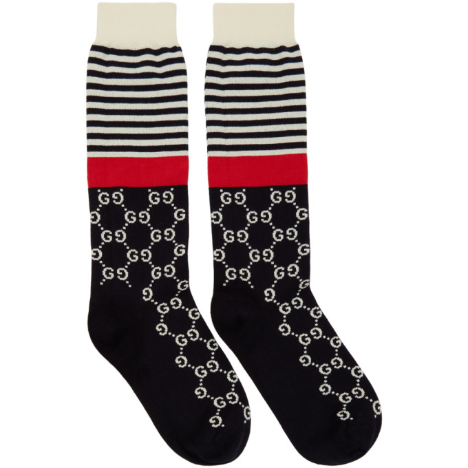 Gucci Navy and Red Striped GG Socks | The Fashionisto