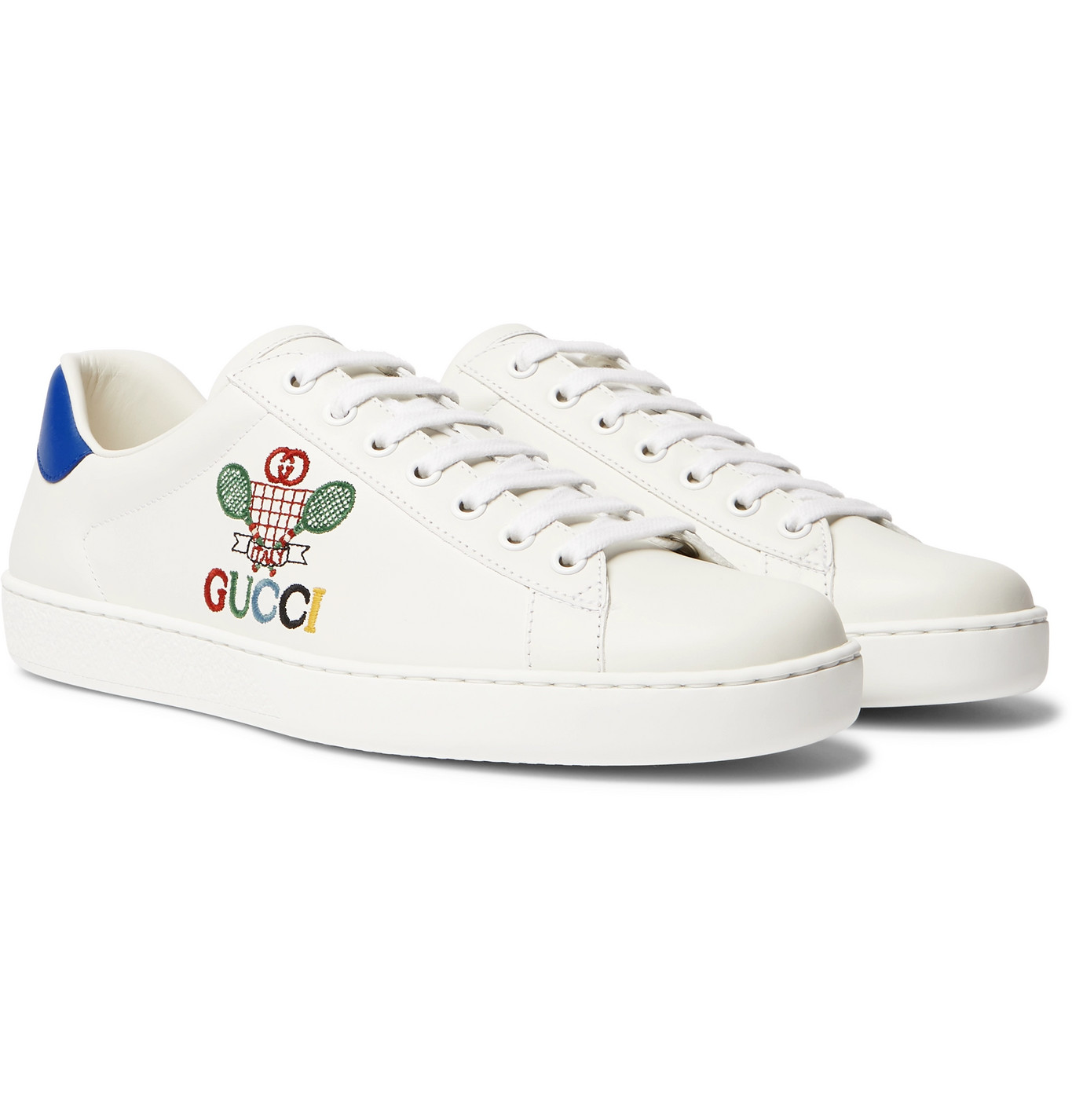 Gucci - New Ace Logo-Embroidered Leather Sneakers - Men - White | The ...