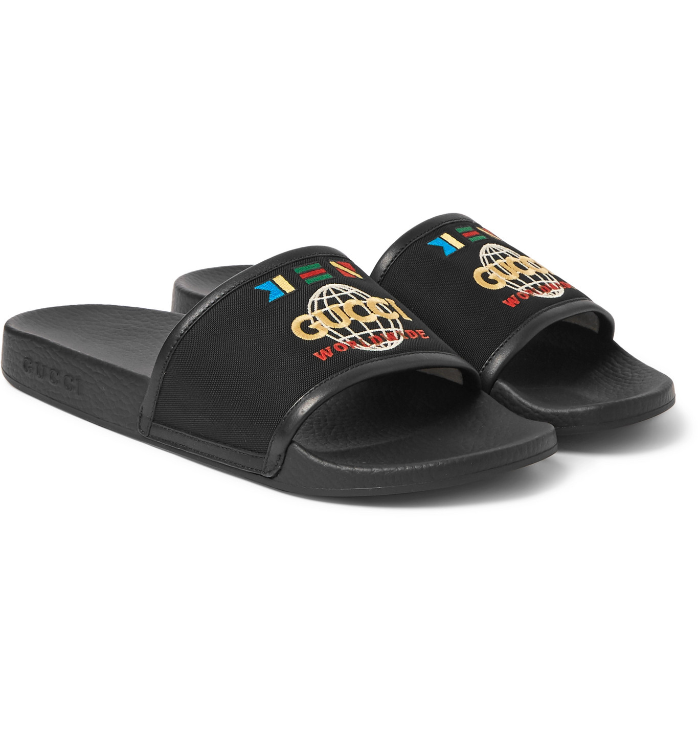gucci mens black slides