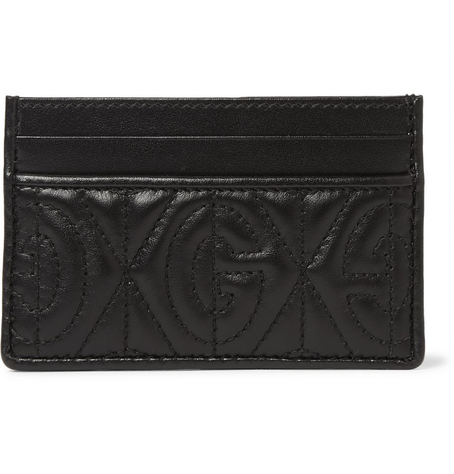 Gucci - Rhombus Quilted Leather Cardholder - Men - Black | The Fashionisto