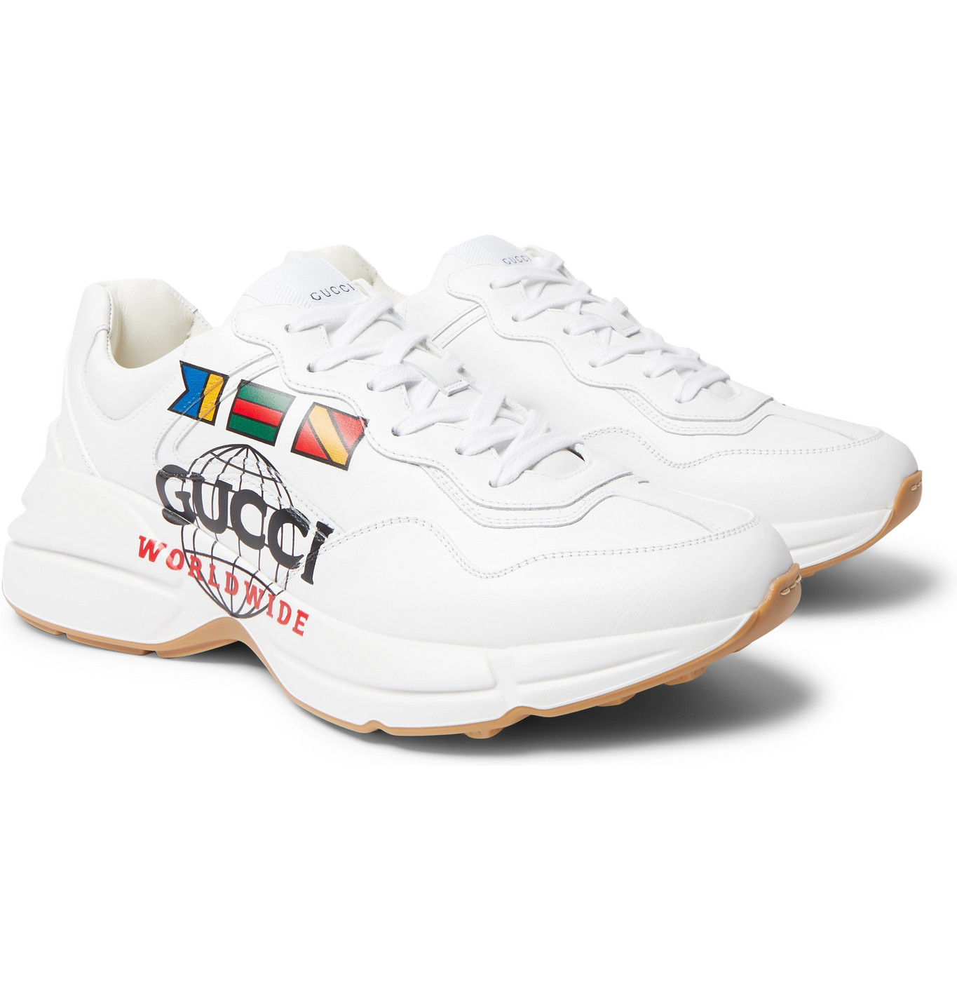 Gucci - Rhyton Logo-Print Leather Sneakers - Men - White | The Fashionisto