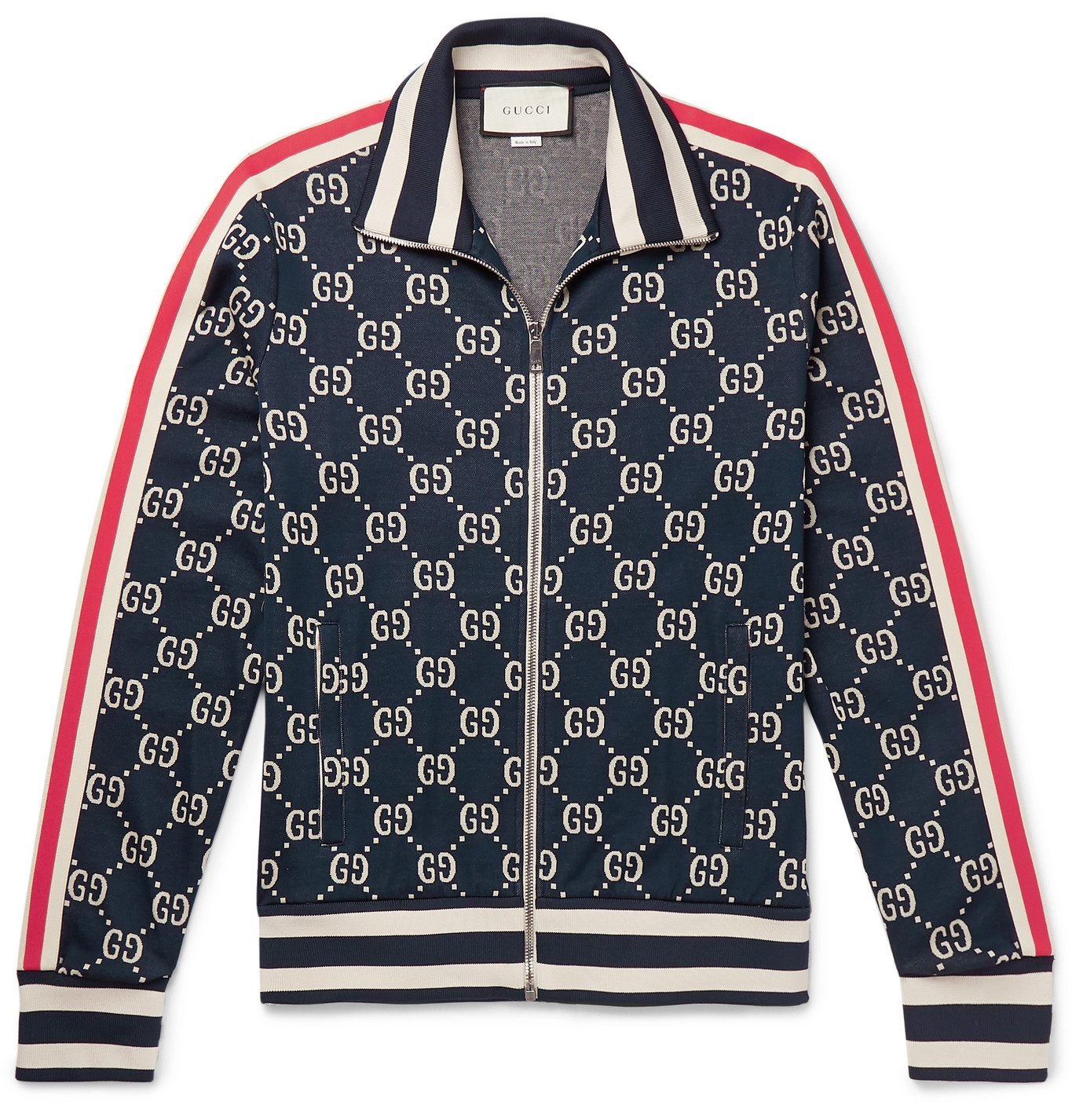 Gucci - Striped Logo-Intarsia Cotton Track Jacket - Men - Blue | The ...