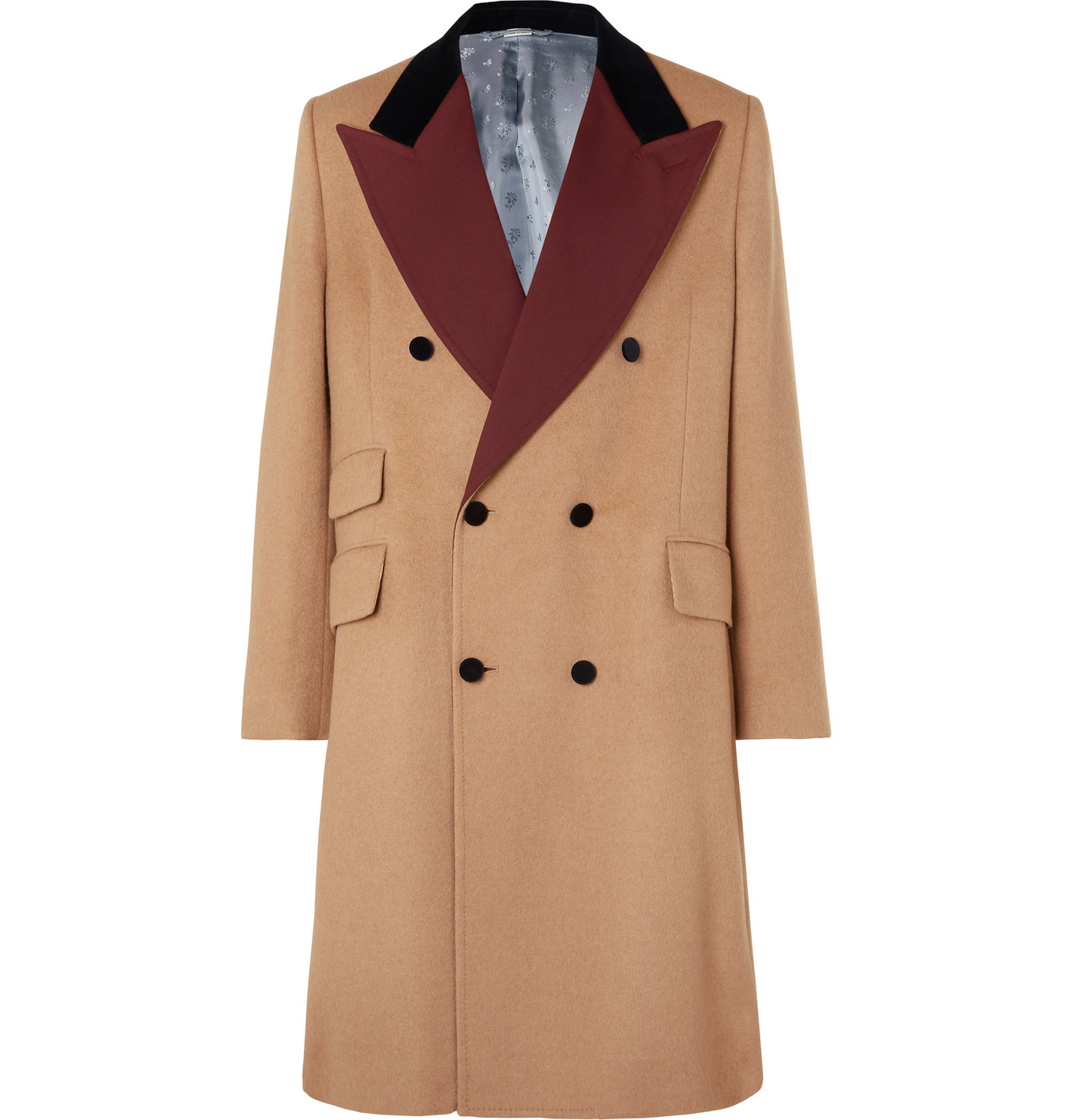 Gucci - Velvet and Twill-Trimmed Double-Breasted Camel Hair Coat - Men ...