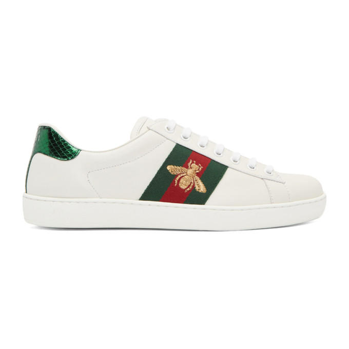 Gucci White Bee Ace Sneakers | The Fashionisto