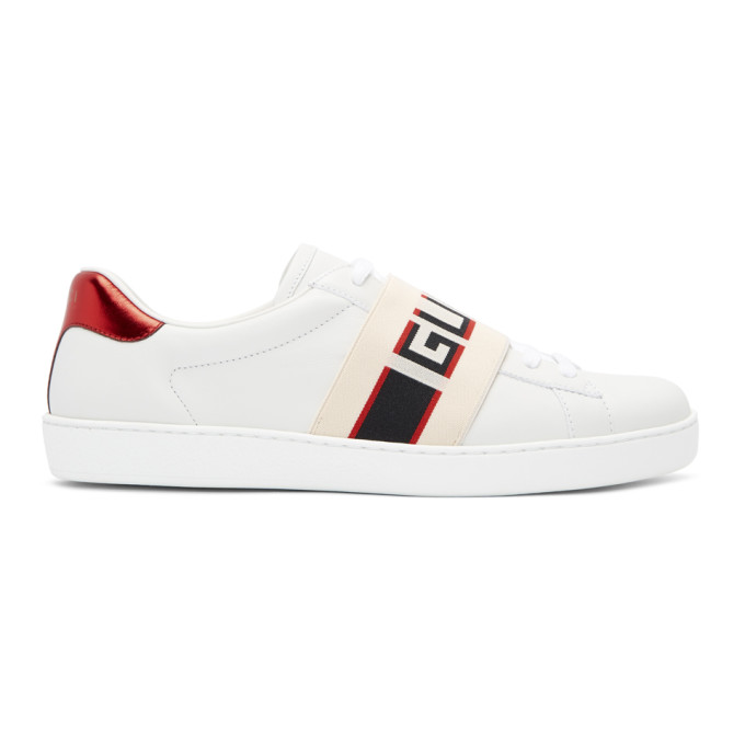 gucci white new ace elastic band sneakers