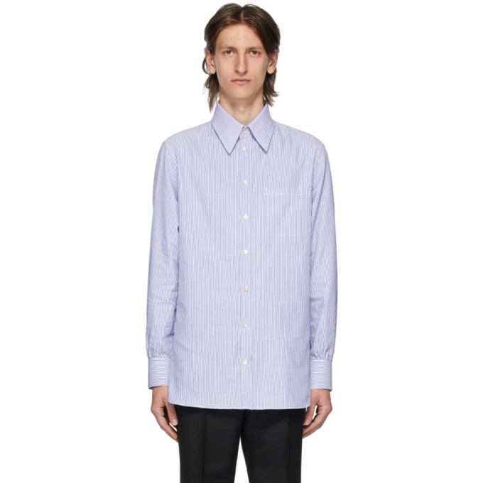 Gucci White and Blue Vintage Stripe Shirt | The Fashionisto