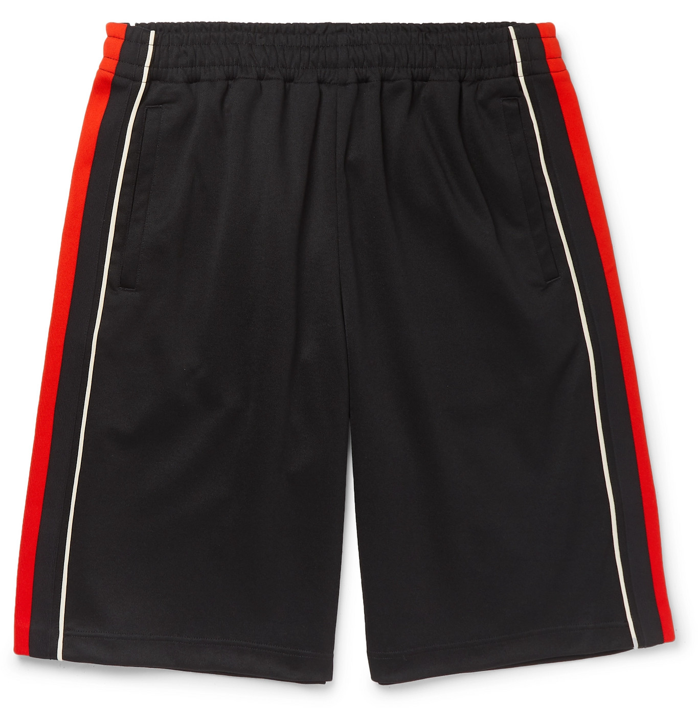 Gucci - Wide-Leg Logo-Embroidered Webbing-Trimmed Tech-Jersey Shorts ...