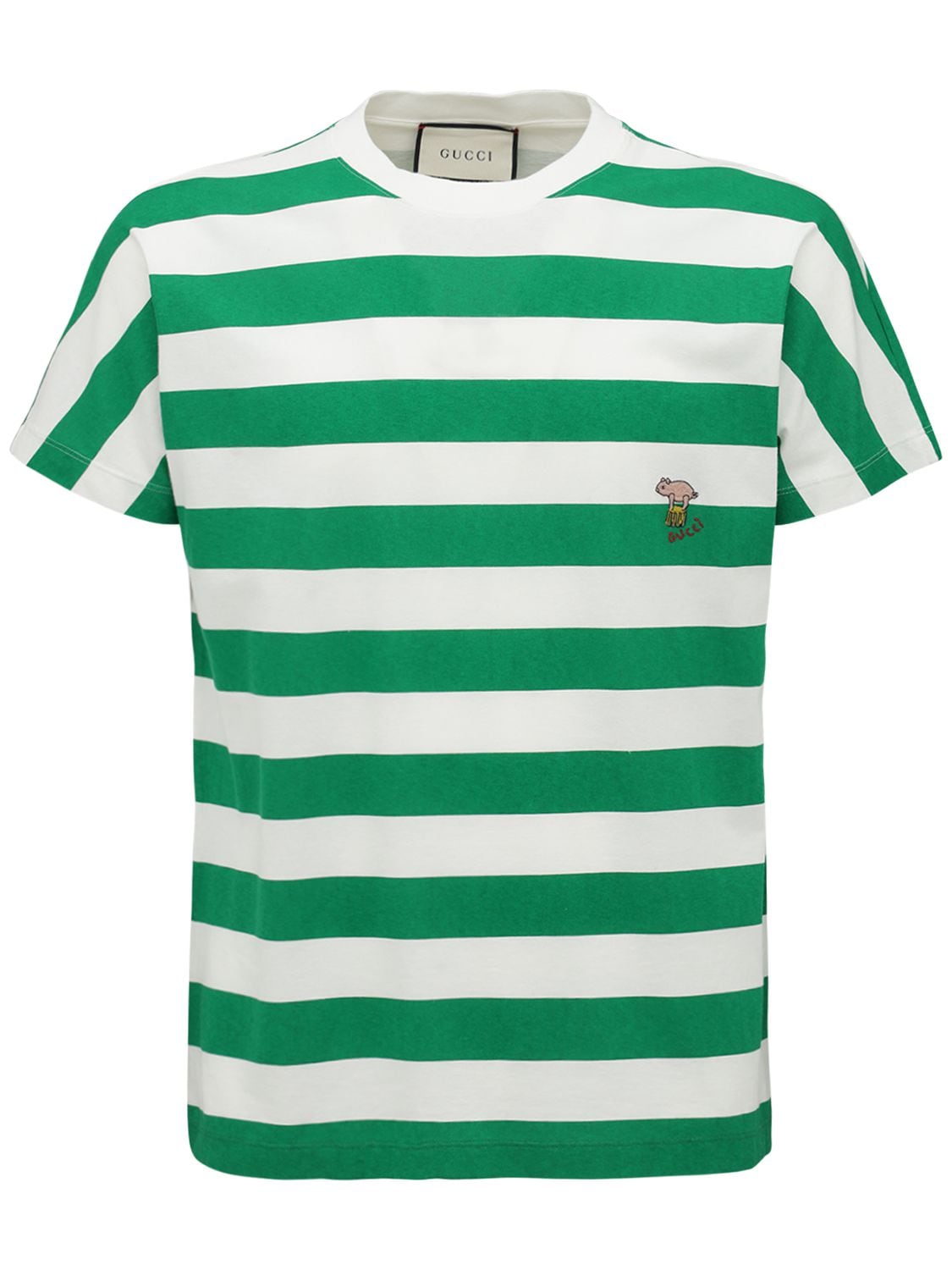 Logo Detail Striped Cotton T-shirt | The Fashionisto