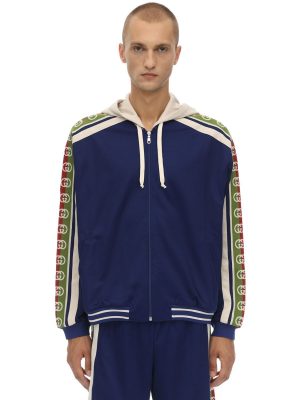 Logo Tape Hooded Cotton Blend Bomber Logo Tape Hooded Cotton Blend Bomber