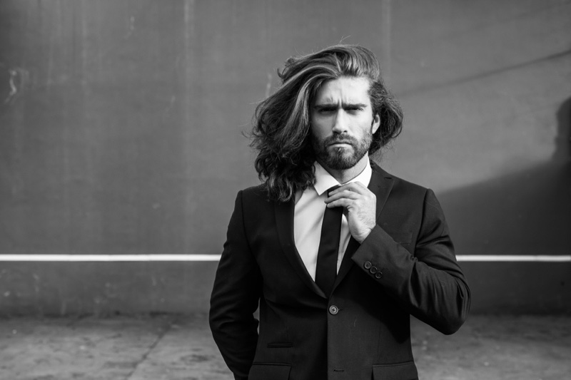 Long Hair Male Model Suit