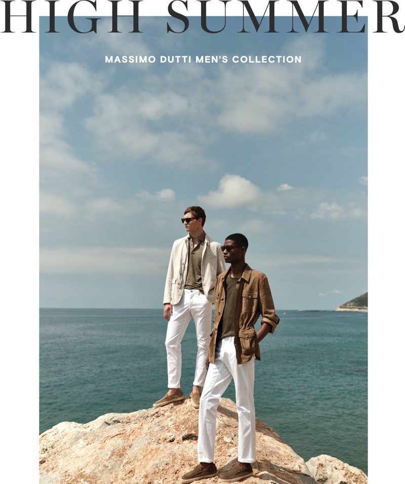 Embracing neutrals for summer, Julian Schneyder and Rachide Embaló wear new men's looks from Massimo Dutti.