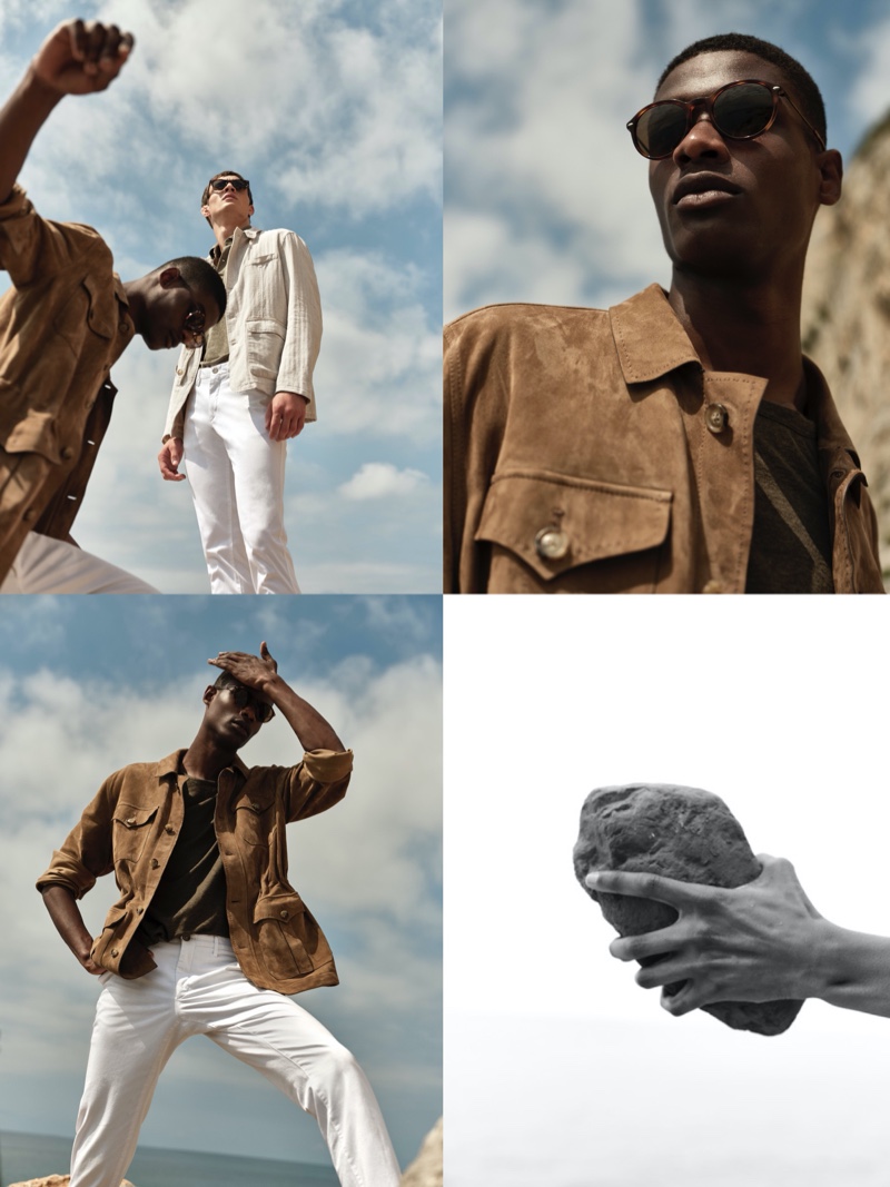 Making a case for earthy hues and staples like the suede jacket, Julian Schneyder and Rachide Embaló connect with Massimo Dutti for summer.
