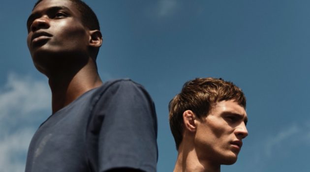 Out of the Blue: Julian & Rachide Sport Nautical Style for Massimo Dutti Models Rachide Embalo and Julian Schneyder go casual in Massimo Dutti t-shirts.