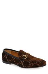 Men's Gucci Jordaan Horsebit Gg Velvet Loafer, Size 8US - Brown Men's Gucci Jordaan Horsebit Gg Velvet Loafer, Size 8US - Brown