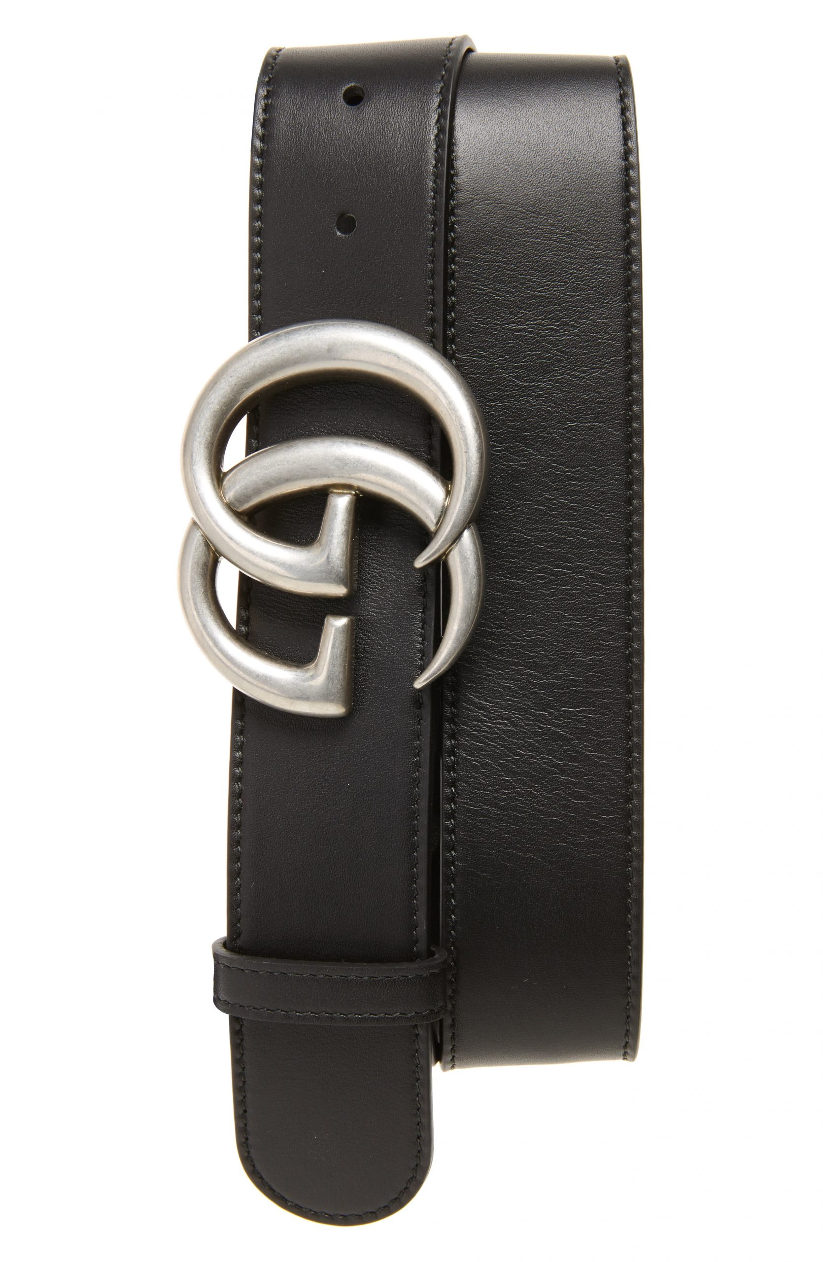Men’s Gucci Logo Leather Belt, Size 95 EU - Black | The Fashionisto