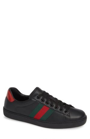 Men's Gucci New Ace Clean Web Stripe Sneaker, Size 8US - Black Men's Gucci New Ace Clean Web Stripe Sneaker, Size 8US - Black