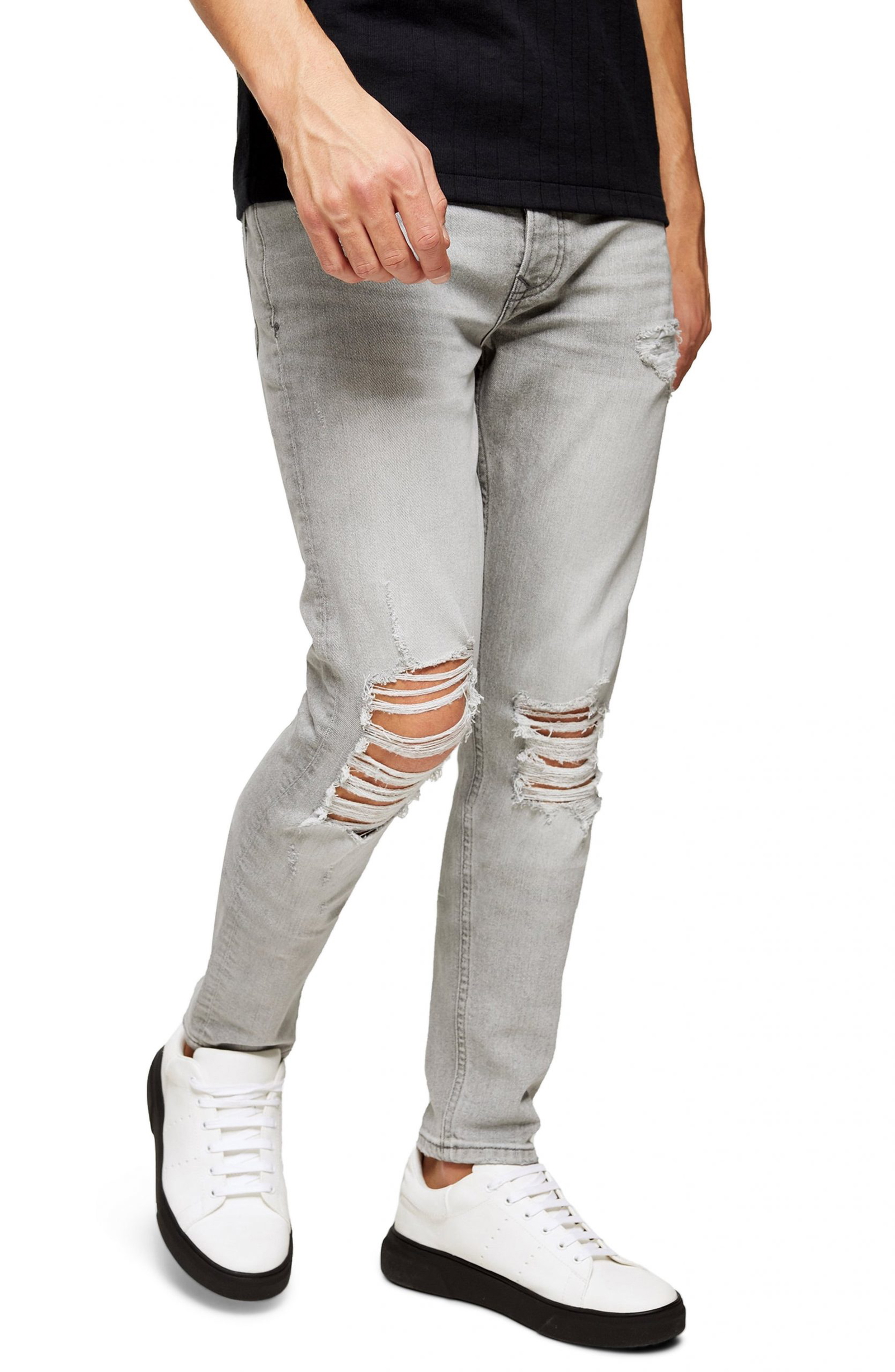 mens distressed ripped skinny jeans