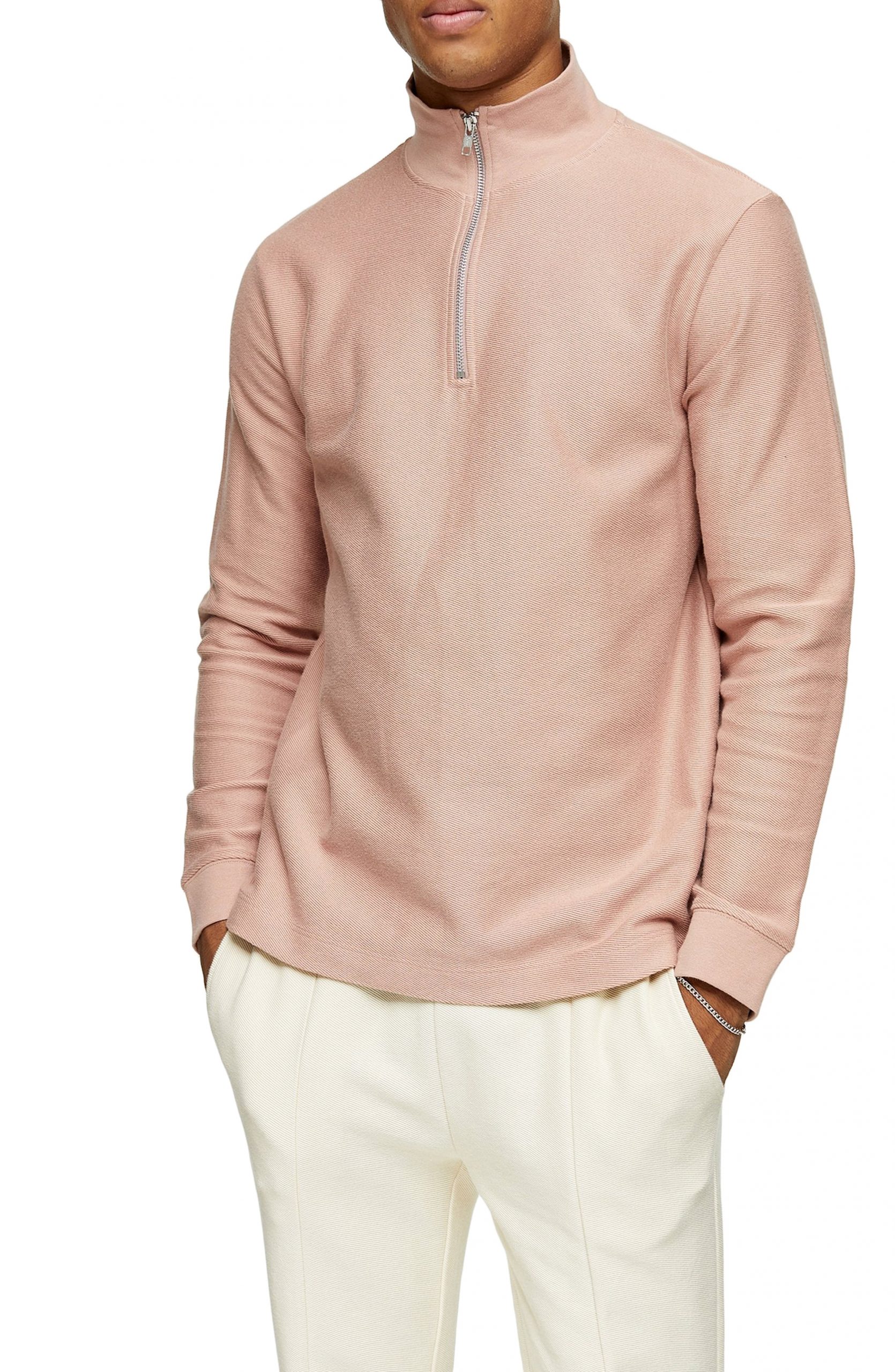 pink quarter zip pullover