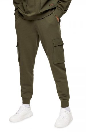 Men's Topman Washed Cargo Jogger Pants, Size Large - Green Men's Topman Washed Cargo Jogger Pants, Size Large - Green